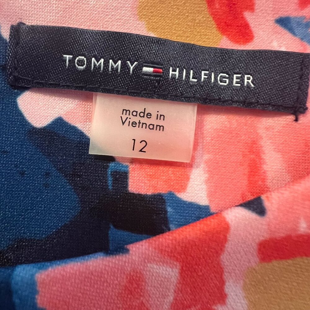 Tommy Hilfiger navy floral scuba sheath dress! Size 12 Navy blue red pink - Picture 6 of 11